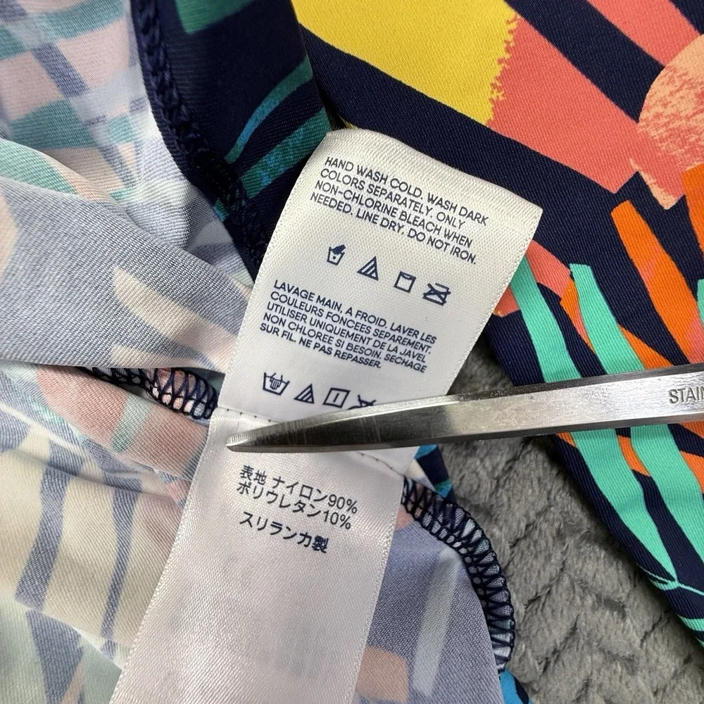 Lands' End Swim Tee Small Rash‎ Guard UPF 50 Tropical Multi Palm Leaves NEW